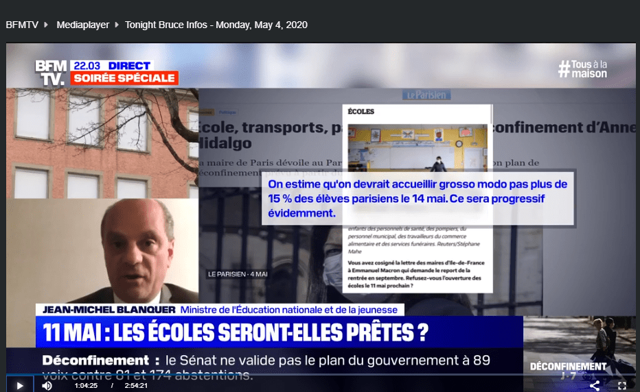 بداية الفقرة الخاصة بوزير التربية والتعليم الفرنسي