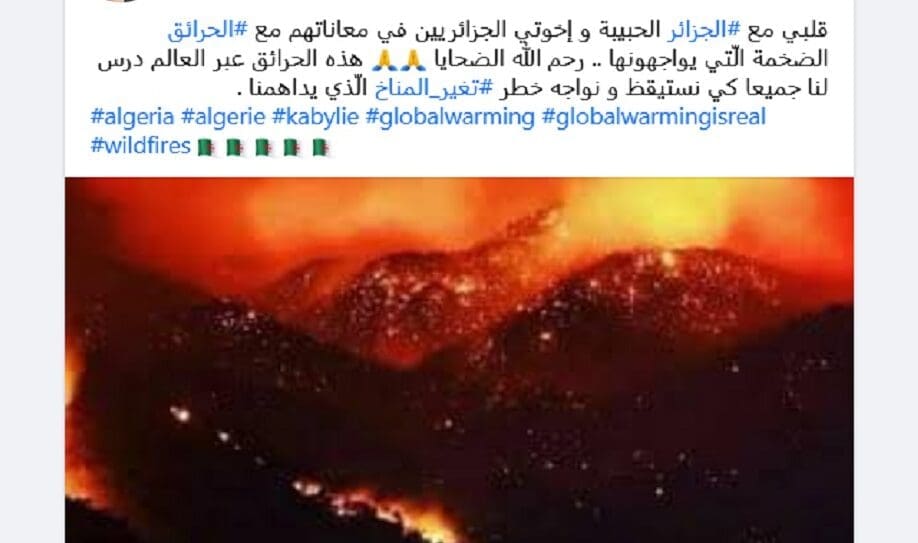 ادعاء حرائق الجزائر مضلل الصورة من تركيا فتبينوا