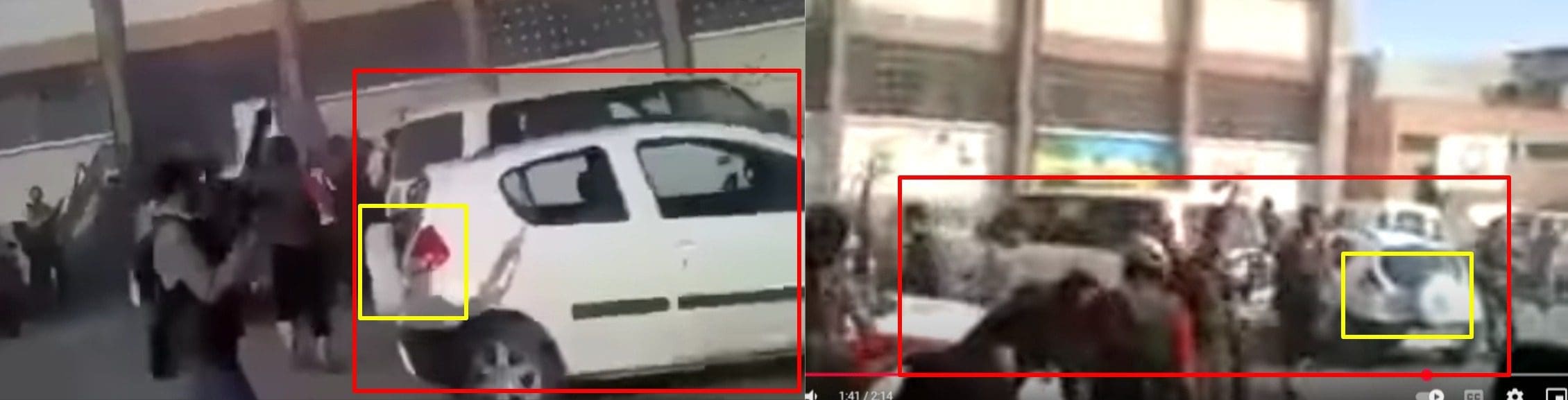 مقارنة بين مشاهد فيديو اليوتيوب (يمين)، مع لقطة ثابتة من فيديو الادعاء (يسار) -2