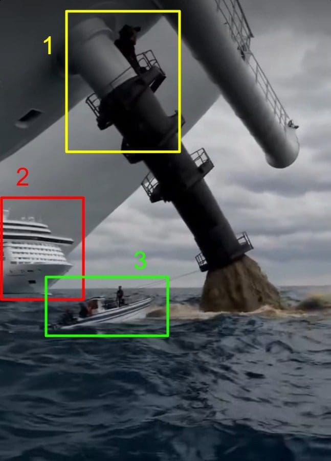 صورة توضح بعض الأخطاء في مقطع الادعاء - السفن السياحية