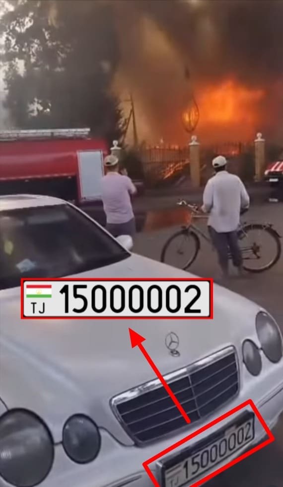 صورة توضح لوحة تسجيل إحدى السيارات من أحد المقاطع المشابهة - طاجكستان