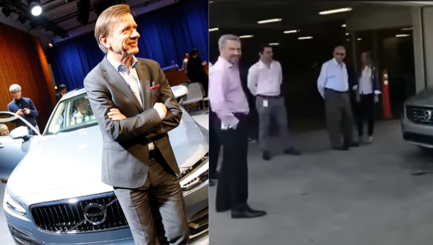 صورة لمقارنة الأشخاص الظاهرين في مقطع الادعاء (يمين)، مع صورة الرئيس التنفيذي لشركة فولفو (يسار)